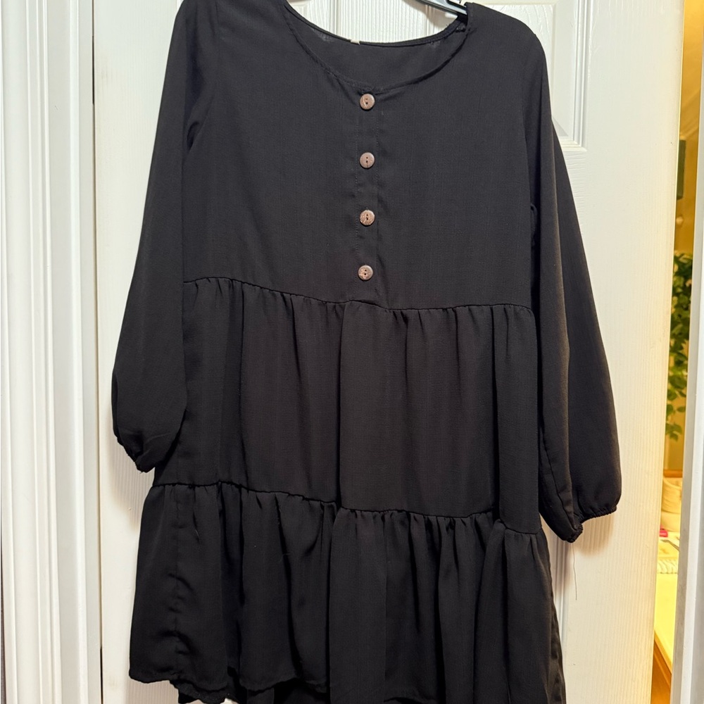 Chic Black Buttoned Mini Dress